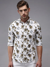 Men White Printed Casual Shirt-HITECKPRINT-1370-White